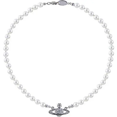 DADFA Vivienne Westwood Pearl Saturn Necklace Gold Silver Rhinestone Planet Crystal Necklace with Special Box for Women and Girls DADFA Vivienne Westwood Pearl Saturn Necklace Gold Silver Rhinestone Planet Crystal Necklace with Special Box for Women and Girls