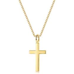 Sllaiss 925 Sterling Silver Tiny Cross Pendant Necklace for Women Men Simple Cross Necklace Box Chain 16 Dainty Jewelry Gift