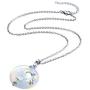 Injoy Jewelry Flower Wrapped Pendant Necklace Energy Healing Crystal Round Gemstone Pendant Necklace 18'' Stainless Steel Chain