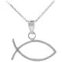 925 Sterling Silver Horizontal Ichthus Charm Christian Fish Pendant Necklace 925 Sterling Silver Horizontal Ichthus Charm Christian Fish Pendant Necklace