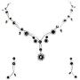 Faship Gorgeous Rhinestone Crystal Floral Necklace Earrings Set