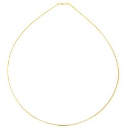 1mm thick 14k gold plated solid sterling silver 925 Italian Omega chain necklace spring ring clasp - inch 12''/30cm, 14''/35cm, 16''/40cm, 18''/45cm, 20''/50cm, 22''/55cm, 24''/60cm