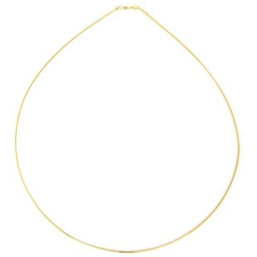 1mm thick 14k gold plated solid sterling silver 925 Italian Omega chain necklace spring ring clasp - inch 12''/30cm, 14''/35cm, 16''/40cm, 18''/45cm, 20''/50cm, 22''/55cm, 24''/60cm