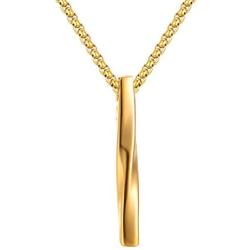Heavstjer Fashion Stainless Steel Twisted Bar Pendant Stick Necklace,22inches Link Chain