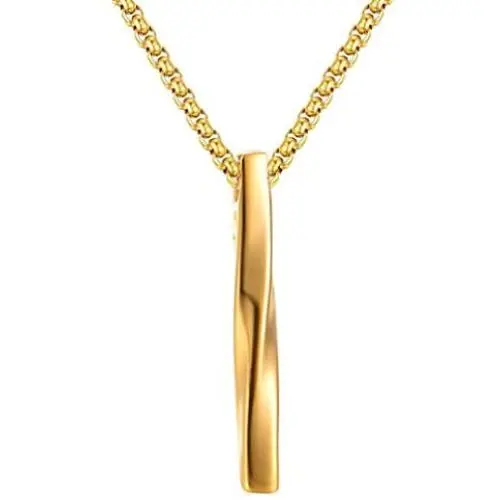 Heavstjer Fashion Stainless Steel Twisted Bar Pendant Stick Necklace,22inches Link Chain Heavstjer Fashion Stainless Steel Twisted Bar Pendant Stick Necklace,22inches Link Chain