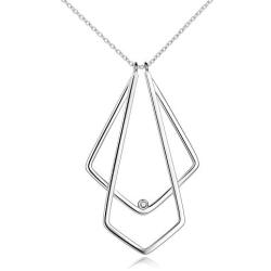 925 Sterling Silver Elegant Double Rhombus Ring Holder Necklace Zirconia Birthstone Jewelry Necklace Nurse Gifts Best Gifts For Wife