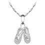 GemsChest 925 Sterling Silver Childrens Ballerina Necklace Jewelry Cubic Zirconia Ballet Slippers Shoes Necklace for Teen & Dancer 18''