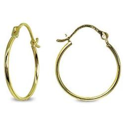 14K Gold Small Polished Round Thin 1mm Unisex Click-Top Hoop Earrings for Men Women, Choose a Color and Design