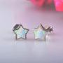Gold Star Earrings for Girls, Hypoallergenic Fire Opal Stud Earrings For Women ARSKRO S925 Sterling Sliver Little Small Tiny Cute Earring Jewelry Gifts for Sensitive Ears Toddlers Kids