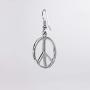 Hippie Peace Sign Dangle Earrings Polished Silver Finish Pewter