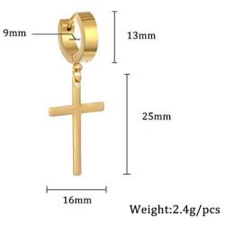 Dangle Cross Earrings for Men Punk Stainless Steel Hoop Earrings Piercing Jewelry…