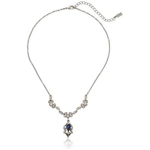 Downton Abbey Silver-Tone Montana Blue Crystal Belle Epoch Pendant Necklace