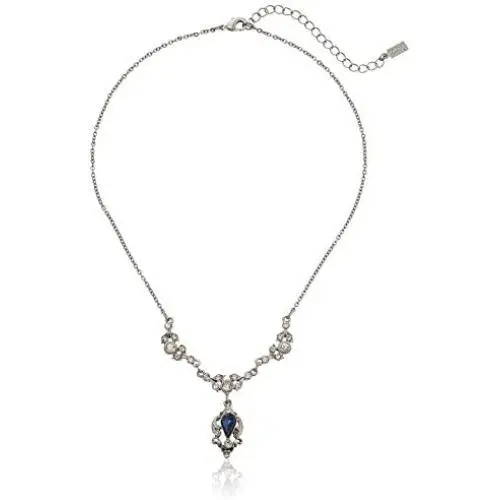 Downton Abbey Silver-Tone Montana Blue Crystal Belle Epoch Pendant Necklace