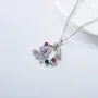 RMREWY 925 Sterling Silver Butterfly Necklace Colorful Cubic Zircon Butterfly Flower Pendant Necklace Jewelry Gift for Girlfriends or Women