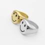 IDesign Smiley Face Ring chunky Gold White Silver Signet Ring, Stainless Steel Asthetic Cool Rings For Egirl Eboy Handmade Rings Dainty Statement Ring For Women Men