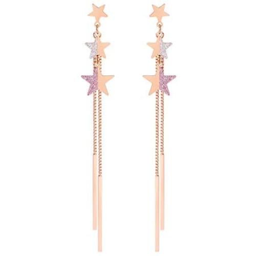 Jertom 14K Gold Plated Stud Earrings, Drop Dangle Long Earrings, Fashion Jewelry for Women Girls