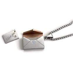 Tulips & Grace Jewelry Stainless Steel Love Letter Envelope Locket Necklace