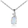 Vintage Opal Pendant Necklace, AILUOR Silver Plated Created Gemstone Oval White Opal Fashion Jewelry for Women Mother Girls - Endless Love