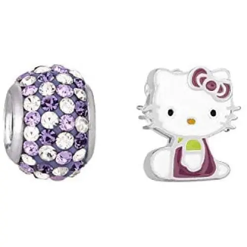 Hello Kitty Sterling Silver Crystal Charm Bead Set Hello Kitty Sterling Silver Crystal Charm Bead Set