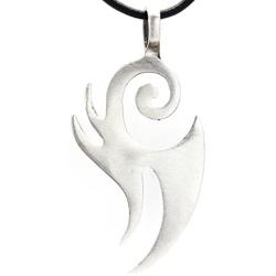 Trilogy Jewelry Pewter Maori Tribal Fishhook New Zealand Pendant on Leather Necklace