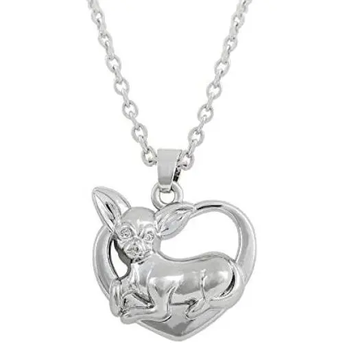Trendy Silver Plated I Love Chihuahua Necklace Heart Shape Pendant 18'' Chain Trendy Silver Plated I Love Chihuahua Necklace Heart Shape Pendant 18'' Chain