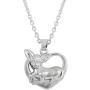 Trendy Silver Plated I Love Chihuahua Necklace Heart Shape Pendant 18'' Chain