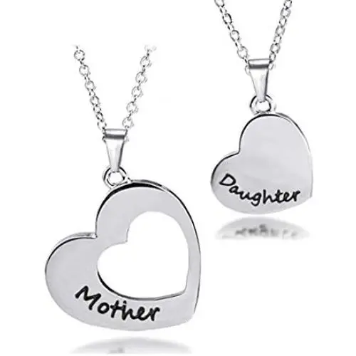 H.ZBRUJ Mothers Day Mother Daughter Necklace Stainless Steel Set of 2 Matching Heart Mom and Me Jewelry Dog Tag for Birthday H.ZBRUJ Mothers Day Mother Daughter Necklace Stainless Steel Set of 2 Matching Heart Mom and Me Jewelry Dog Tag for Birthday