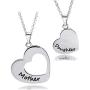 H.ZBRUJ Mothers Day Mother Daughter Necklace Stainless Steel Set of 2 Matching Heart Mom and Me Jewelry Dog Tag for Birthday