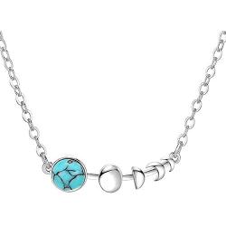 sedmart Moon Phase Turquoise Jewelry Necklace for Women Girls,Natural Stone Opal Silver Necklace Valentines Day Jewelry Gifts for Women,Mothers Day Birthday Gifts