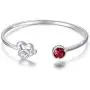 Stethoscope Cuff Bracelet 925 Sterling Silver Charm Heart Bangles Bracelet Simulated Birthstone with Crystals, Fine Jewelry Gifts for Nurse Doctor RN Medical Student