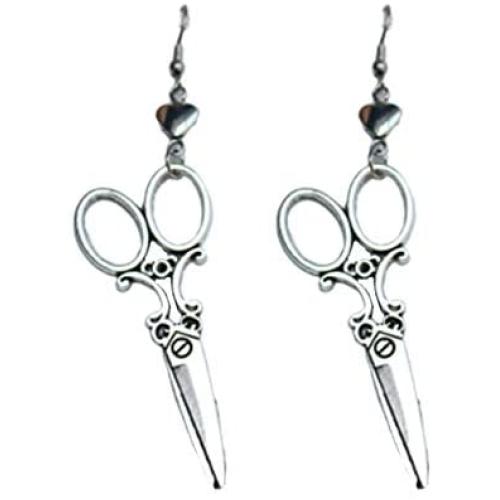 Infinity Love Heart Scissors Earrings Punk Gothic Heart Shears Dangle Drop Earrings for Hairdresser fashion jewelry Gifts