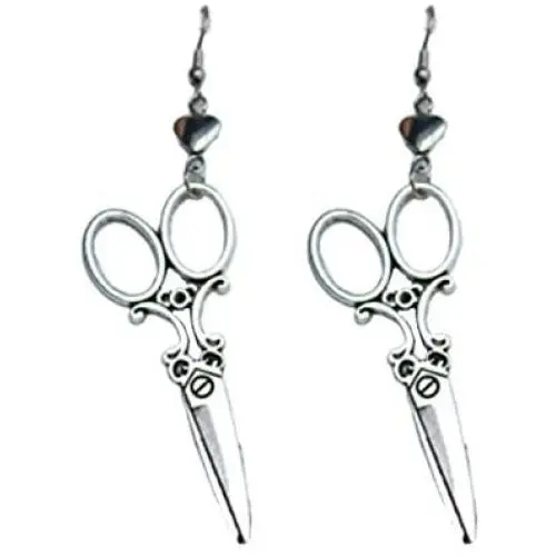 Infinity Love Heart Scissors Earrings Punk Gothic Heart Shears Dangle Drop Earrings for Hairdresser fashion jewelry Gifts
