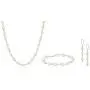 Sterling Silver and White Freshwater Cultured Pearl Bracelet, Necklace, and Earrings Jewelry Set
