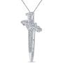 Elmas 1/20ct Round White Diamond 925 Sterling Silver Dagger Sword Pendant Diamond Necklace