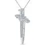 Elmas 1/20ct Round White Diamond 925 Sterling Silver Dagger Sword Pendant Diamond Necklace