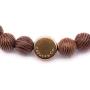 Mens Recycled Glass & Senna Siamea Wood Stretch Bead Bracelet Handcrafted in USA