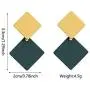 Korean version of the new paint geometric square earrings exaggerated fashion simple wild red earrings retro cold wind female