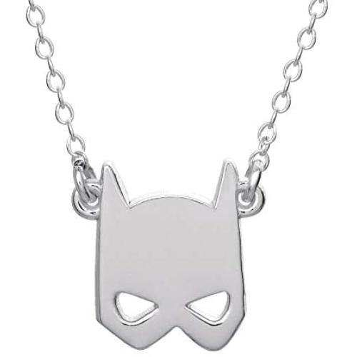 DC Comics Offically Licensed Jewelry for Women Batman Jewelry for Women, Sterling Silver Batman Mask Pendant, 18” Chain
