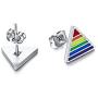PJ Gay Pride Lesbian Equality Triangle Rainbow Stud Earrings in Stainless Steel