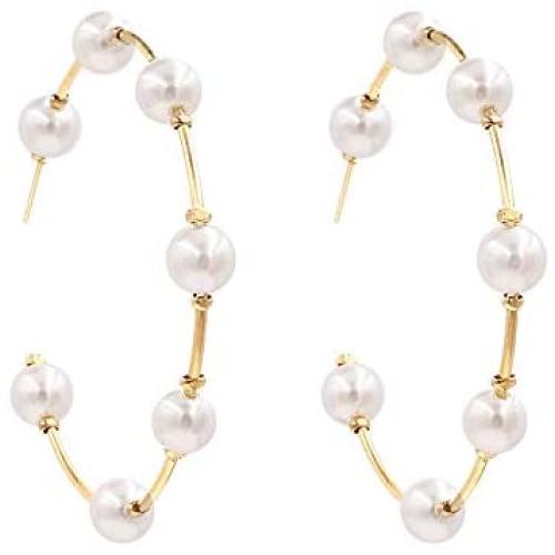 Pearl Hoop Earrings for Women Fashion Hypoallergenic Girls Pearl Earrings Drop Dangle Earrings Jewelry Gifts