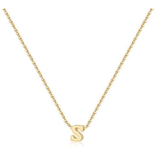 Dainty Tiny Initial Necklace, 14K Gold Plated Lowercase Letter Necklace Small Initial Pendant Necklaces for Women Girls Personalized Minimalist Delicate Monogram Children Kids Alphabet Necklace