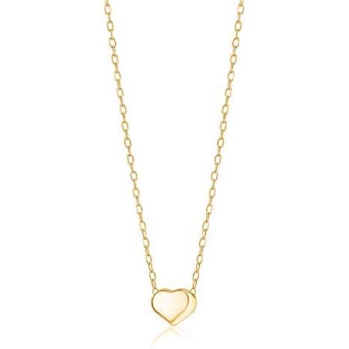 14K Yellow Gold Floating Heart Pendant Necklace Polished Shiny on Cable Chain Italy 17.5''