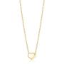 14K Yellow Gold Floating Heart Pendant Necklace Polished Shiny on Cable Chain Italy 17.5''