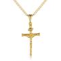 Cross Necklace for Women, Men, Boys, and Girls | Barzel 18K Gold Plated Flat Mariner/Marina 060 3MM Chain Necklace With Cross Pendant.