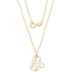 Disney Jewelry Mickey or Minnie Mouse 14k Yellow Gold Cutout Silhouette Pendant Necklace, 18''