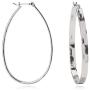 Hammered Hoop Earrings for Women, Lightweight Thin Hoop Earrings Big Large Oval Oblong Ear Rings, Silver