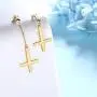 Inverted Cross Earrings Solid 925 Sterling Silver Gold Plated Women Men Unisex Upside-Down Cross Dangle Earrings Stud Satanic Statement Earrings Best Birthday