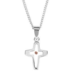 Dicksons Mustard Seed Open Cross Pendant Girls 16 Inch Silver Plated Everyday Necklace in Jewelry Gift Box