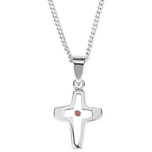Dicksons Mustard Seed Open Cross Pendant Girls 16 Inch Silver Plated Everyday Necklace in Jewelry Gift Box