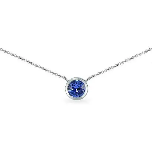 Sterling Silver 6mm Round Bezel-Set Dainty Choker Necklace Made with Swarovski Crystals Sterling Silver 6mm Round Bezel-Set Dainty Choker Necklace Made with Swarovski Crystals